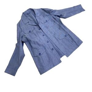 NWT Men’s Trisco Studio pale blue shirt jacket pockets wool/linen/silk size 42R